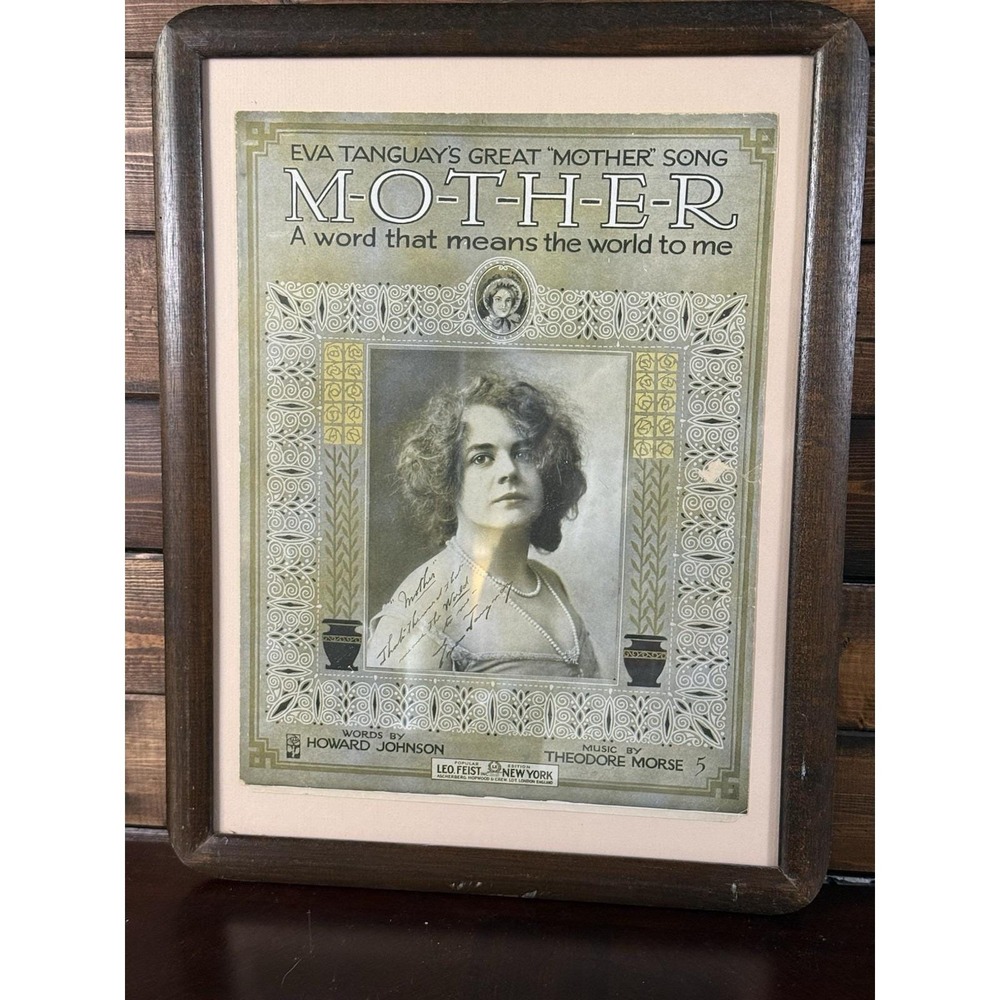 1915 M-O-T-H-E-R Sheet Music Howard Johnson Theodore Morse Framed Vintage